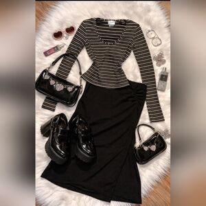 Vintage 90s LA Movers Metallic Striped Scoop Neck Top - Small - Made in USA